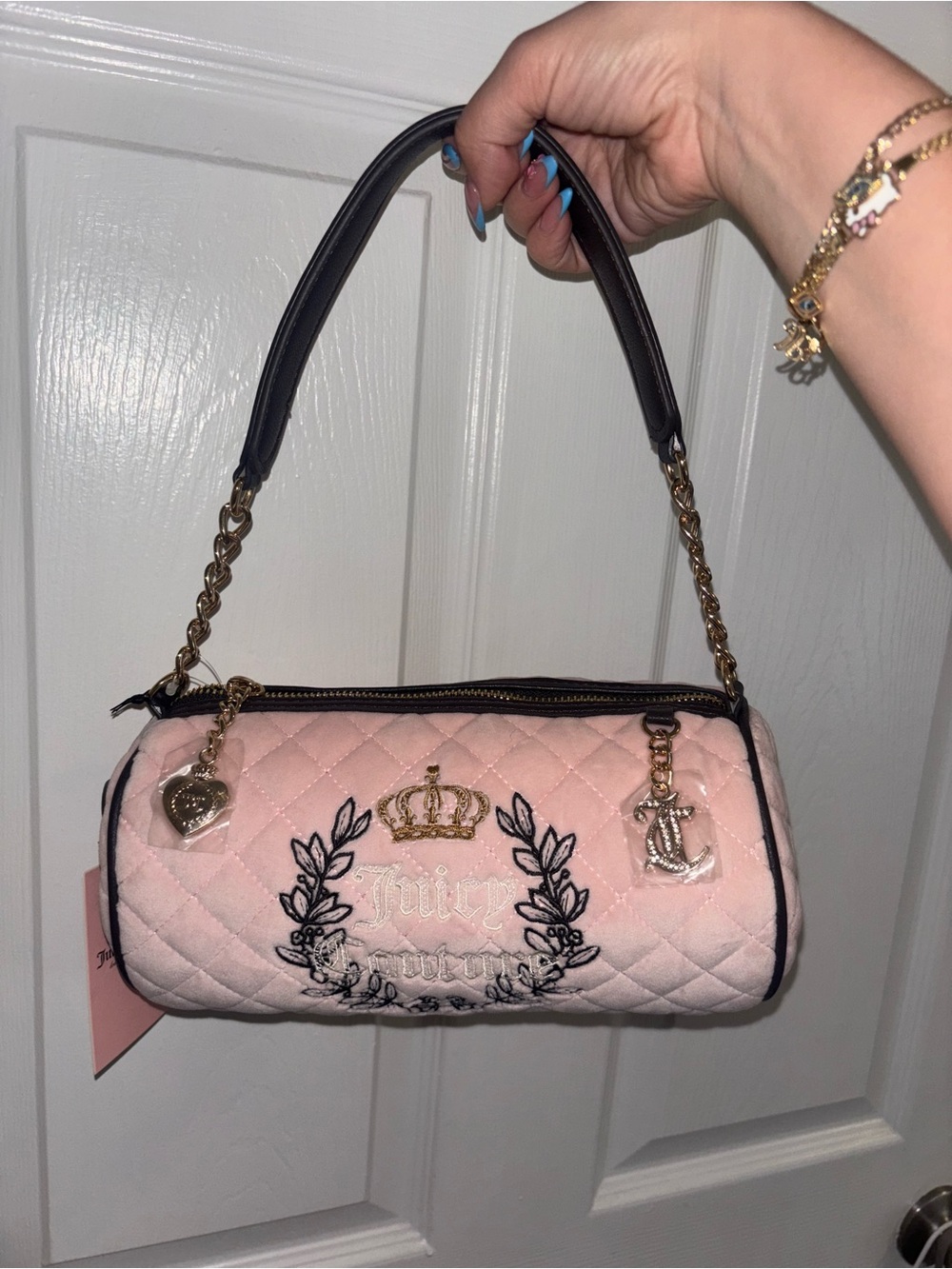 New Juicy Couture Pink Clay/Chocolate royal moment mini barrel shoulder bag